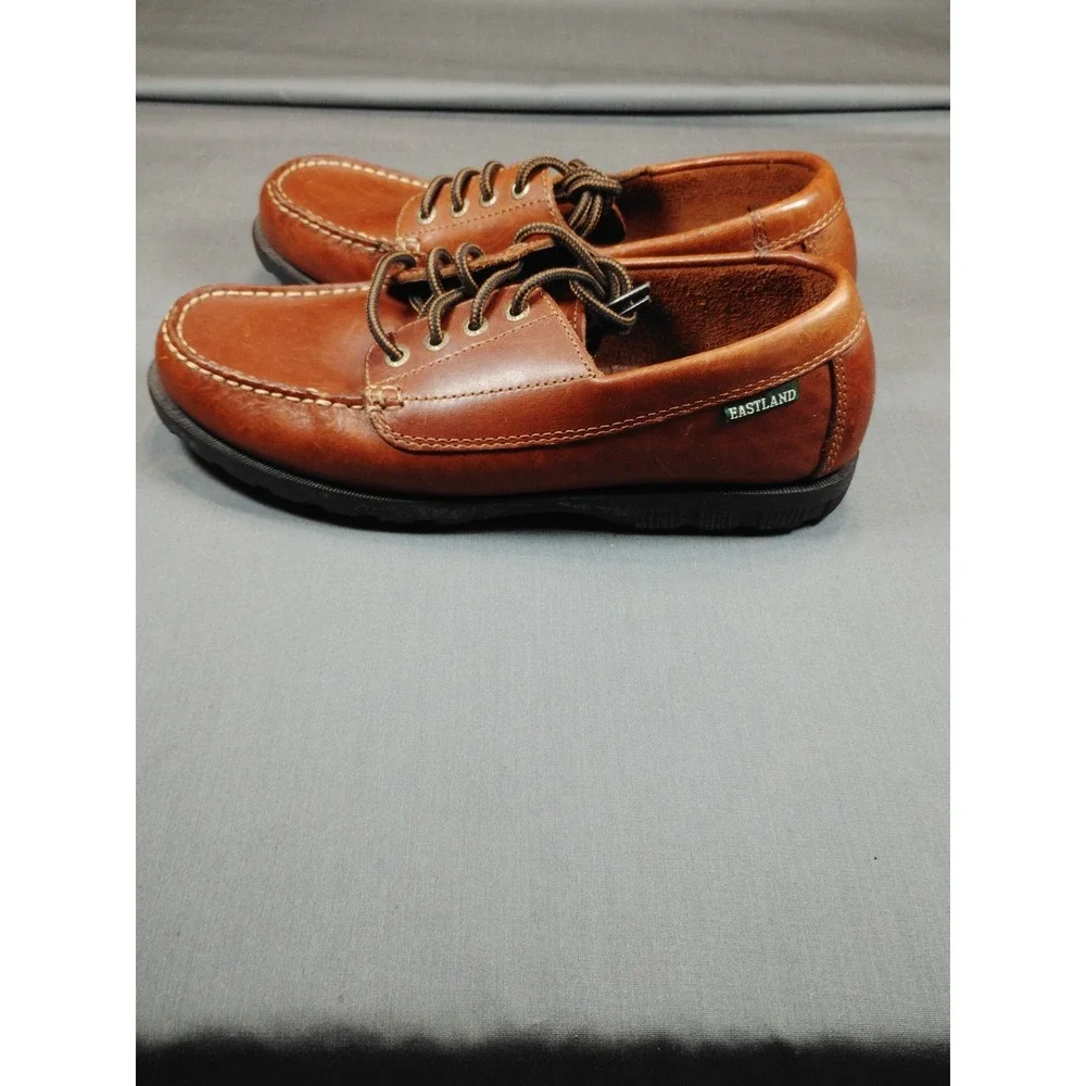 Eastland Falmouth Camp Moc Boat Shoes Men 8.5 Brown Anti Slip Leather Lace Up